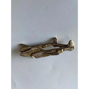 vintage WWII P-38 airplane pin lapel tie tack Marked MM PEWTER